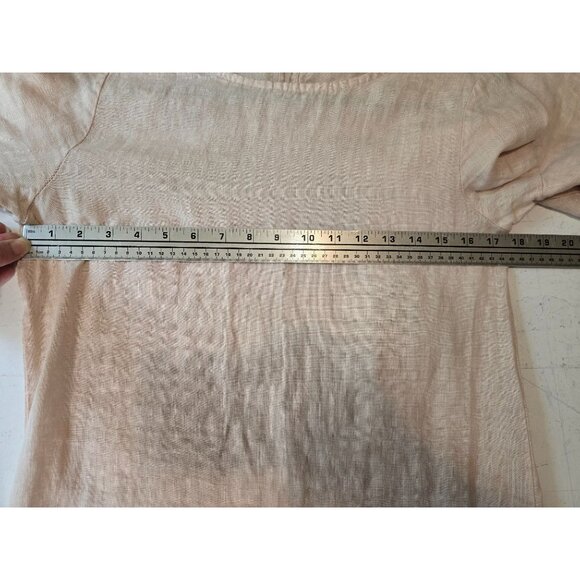 Francesca Bettini Italy Pink Linen Pullover Shift Dress 3/4 Bell Sleeve Size XS - Picture 4 of 7